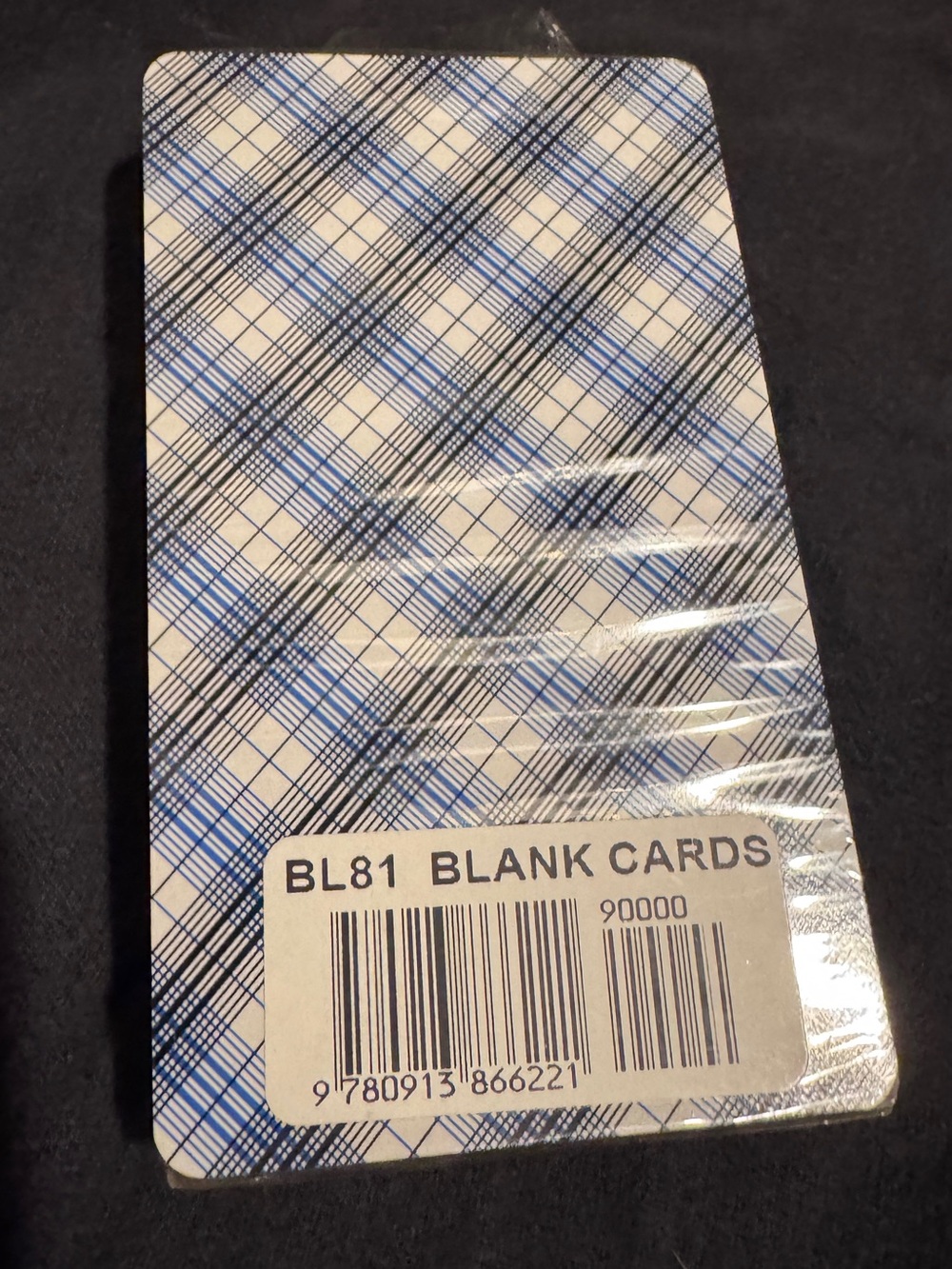 Blank Tarot Cards Pack - Blue Plaid Back Clear White on Back for Your Design